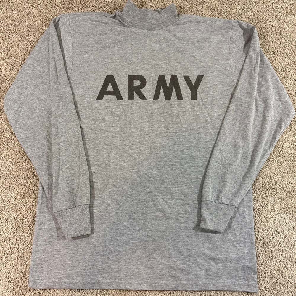 US Army IPFU Long Sleeve PT‎ Shirt Medium Gray Mock Neck Military Issued EUC